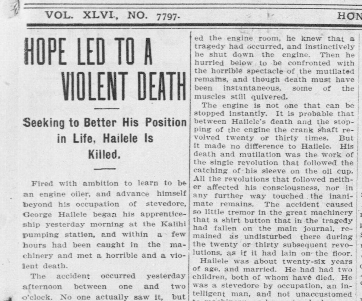 <em>Pacific Commercial Advertiser</em>, Monday 5 August 1907, page 1.